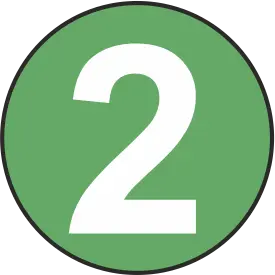 White number 2 centered on a green circular background with a black border.