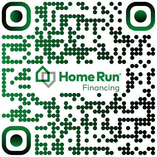 A QR code with the text Home Run Financing and a house logo in the center, surrounded by green and black dots. A QR code with the text Home Run Financing and a house logo in the center, surrounded by green and black dots.