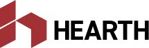 Hearth logo with a red geometric design on the left and the word HEARTH in black capital letters on the right. Hearth logo with a red geometric design on the left and the word HEARTH in black capital letters on the right.